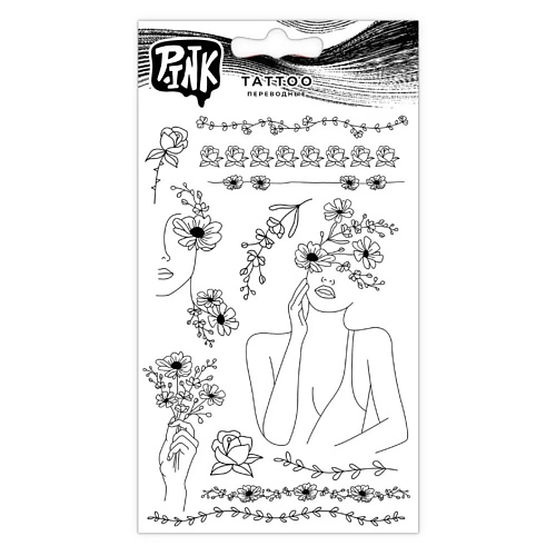 P.INK Наклейки-тату переводные Девушка с цветами p ink наклейки тату переводные милые глитч рисунки