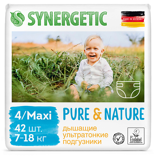 SYNERGETIC Подгузники дышащие ультратонкие Pure&Nature Maxi 4 42