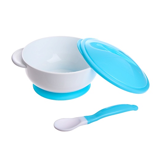 КРОШКА Я Набор детской посуды, 3 предмета: тарелка на присоске, крышка, ложка музыкальный телефон крошка моркошка свет звук синий в пакете