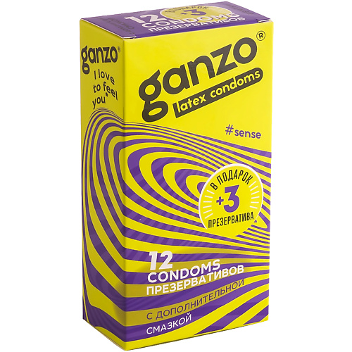 GANZO Презервативы тонкие SENSE 15 ganzo презервативы точечно ребристые extase 12