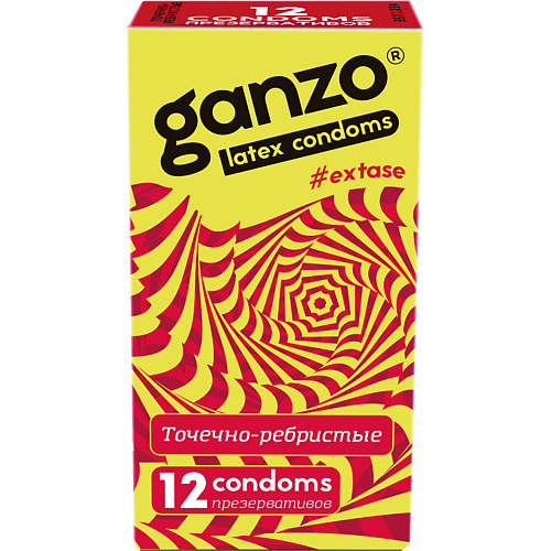 GANZO Презервативы Точечно-ребристые EXTASE 12 ganzo презервативы точечно ребристые extase 12