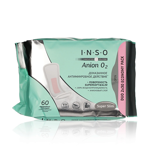 INSO Прокладки женские гигиенические ежедневные 60 inso прокладки с анионовым слоем zero super 8