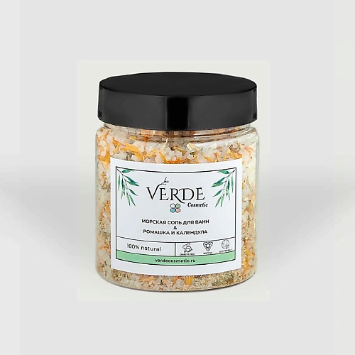 VERDECOSMETIC Морская соль для ванны с цветами ромашки и календулы, очищение и регенерация кожи 500 verdecosmetic морская соль и лаванда 1400