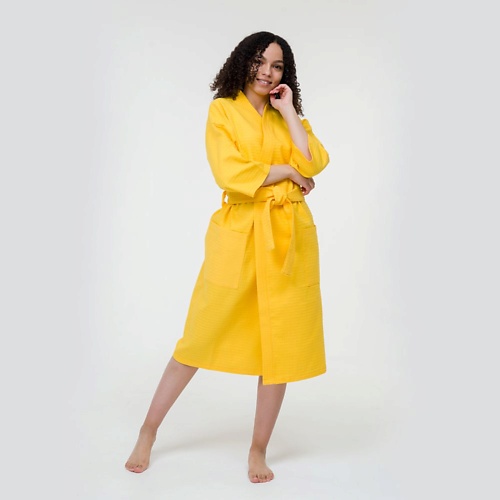 BIO TEXTILES Халат женский Yellow clevercare костюм сауна для похудения с рукавами и дополнительным поясом женский