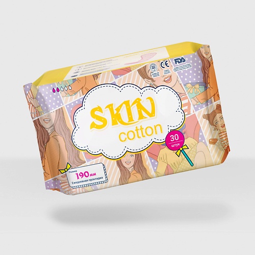 SKIN COTTON Прокладки гигиенические ежедневные тонкие белые хлопок 30 skin cotton прокладки одноразовые ультратонкие мягкие с крылышками 20