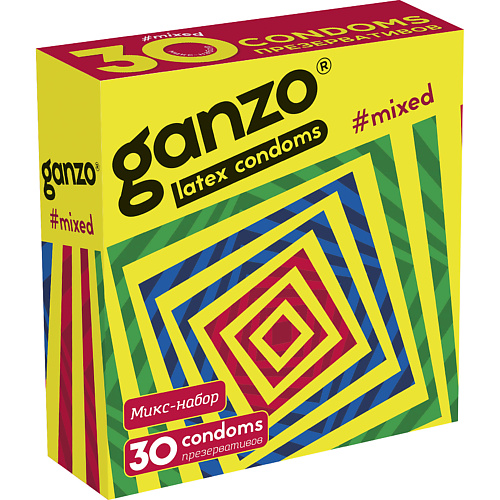 GANZO Презервативы ультратонкие Mixed 30 r and j презервативы 3 в 1 контурные анатомические ребристые с пупырышками 3