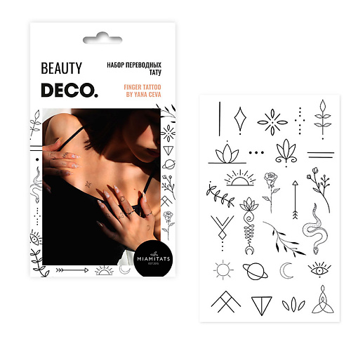Наклейки для тела DECO. Набор татуировок для тела by Miami tattoos (Finger tattoo) цена и фото