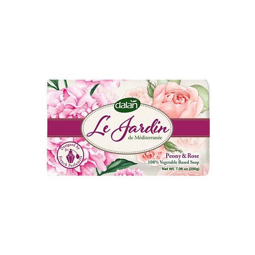 DALAN Мыло парфюмированное Пион и роза, Dalan Le Jardin 200 dalan мыло туалетное фрезия и душистый горошек le jardin 200