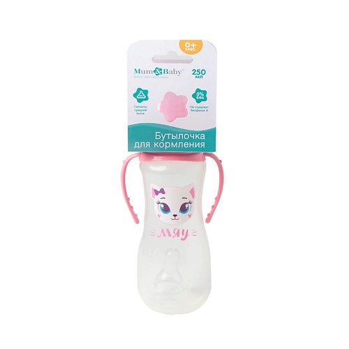 MUM&BABY Бутылочка для кормления «Кошечка Софи» детская приталенная 3d аппликация с пайетками милашки блестяшки кошечка