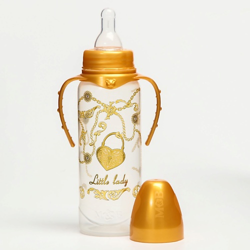 MUM&BABY Бутылочка для кормления «Little lady» классическая бутылочка для кормления люблю маму и папу детская приталенная с ручками 250 мл от 0 мес красный