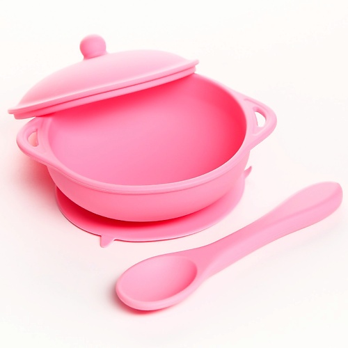 MUM&BABY Набор для кормления: миска на присоске с крышкой, ложка крошка я набор детской посуды 3 предмета тарелка на присоске крышка ложка