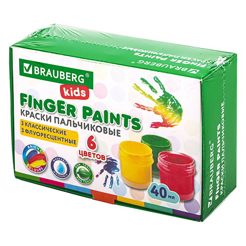 BRAUBERG Краски пальчиковые для малышей KIDS аппликации пластилином для малышей