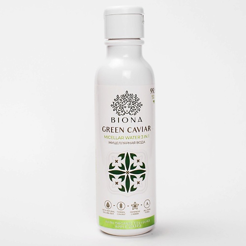 BIONA GREEN CAVIAR MICELLAR WATER 3 IN 1 Мицеллярная вода для всех типов кожи 200 витэкс шампунь для всех типов волос keratin термальная вода двухуровневое восстановление 500