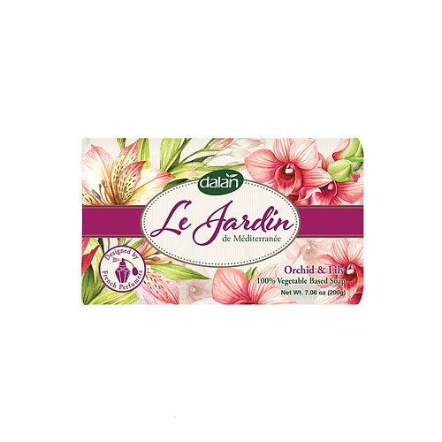 DALAN Мыло твердое парфюмированное Орхидея и лилия, Le Jardin 200 azetabio мыло натуральное твердое мускус 100