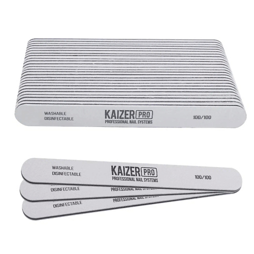 KAIZER PRO Набор прямых мягких пилок на пластиковой основе #100/100 kaizer шабер маникюрный двухсторонний серебро 100 мм