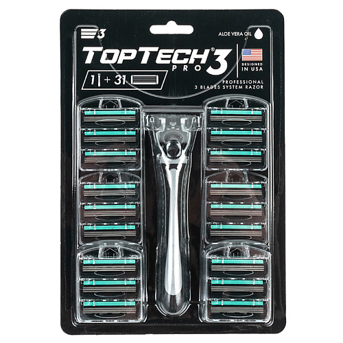TOPTECH Мужская бритва PRO 3 с 31 сменной кассетой 1 wilder станок для бритья мужской бритва мужская многоразовая man a5l 1