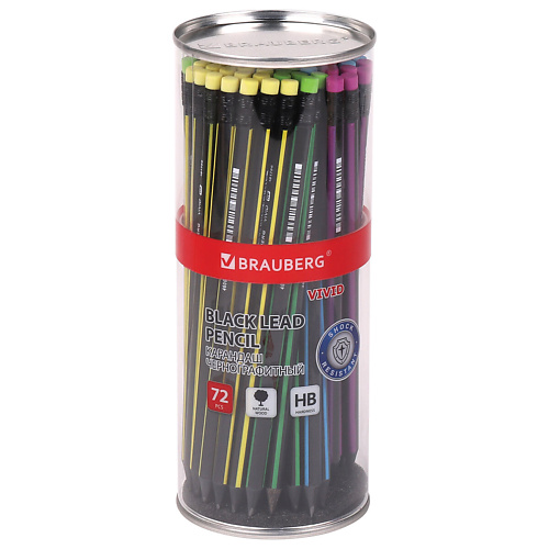 фото Brauberg набор чернографитных карандашей с ластиком vivid