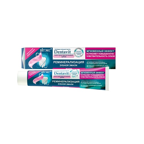 ВИТЭКС Dentavit-smart. Гелевая зубная паста Реминерализация зубной эмали для чувствительных зубов 85 luxlite dental гелевая зубная паста морская соль 53