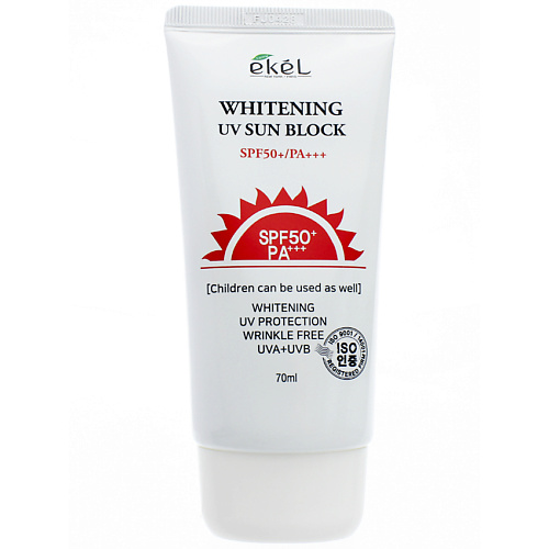 цена Солнцезащитный крем для лица EKEL Крем солнцезащитный Осветляющий Whitening UV Sun Block SPF 50+ PA+++