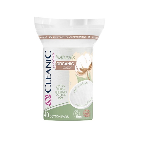 CLEANIC Ватные диски Naturals Organic Cotton овальные 40 cleanic ватные диски naturals cotton