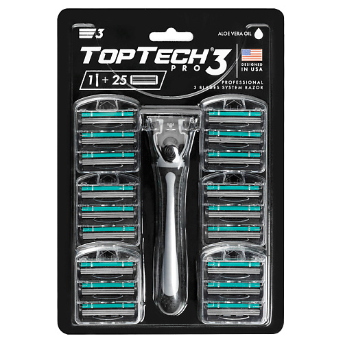 TOPTECH Мужская бритва PRO 3 с 25 сменными кассетами 1 wilder станок для бритья мужской бритва мужская многоразовая man a5l 1