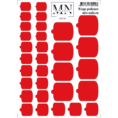MIW NAILS Плёнка для педикюра красный витражная плёнка орнамент 45×200 см белый