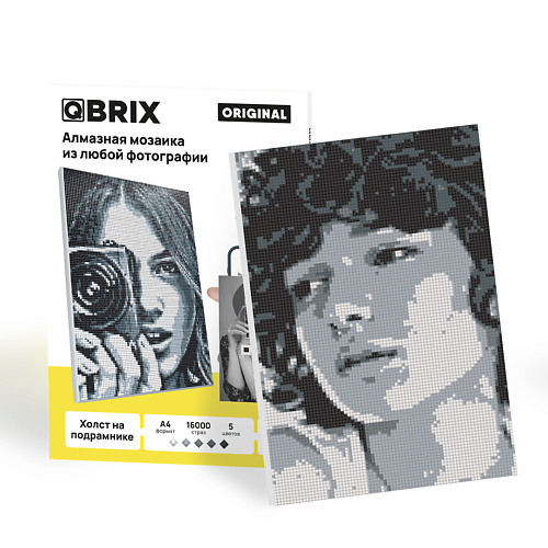 QBRIX Алмазная фото-мозаика на подрамнике ORIGINAL А4, сборка картины по своей фотографии алмазная мозаика на картоне бременские музыканты 20 х 20 см