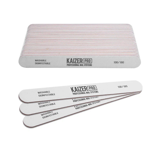 KAIZER PRO Набор прямых мягких пилок на пластиковой основе #100/180 kaizer pro набор коротких прямых мягких пилок на пластиковой основе 100 180