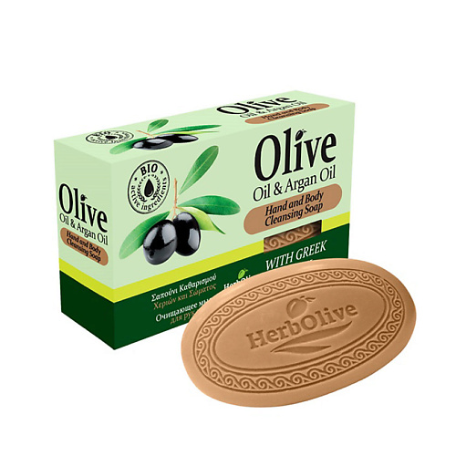 HERBOLIVE Оливковое мыло с маслом арганы 85 минеральное мыло от акне