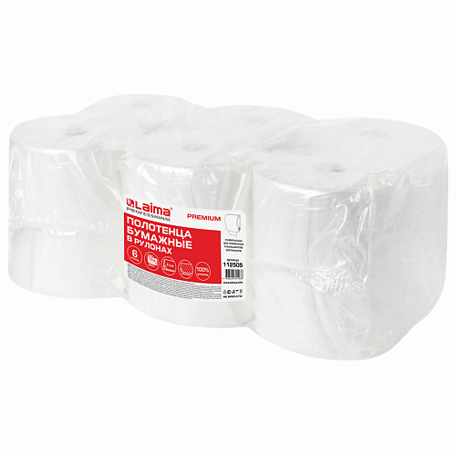 LAIMA Бумажные полотенца в рулонах PREMIUM 6.0 laima салфетки бумажные для диспенсера n4 premium