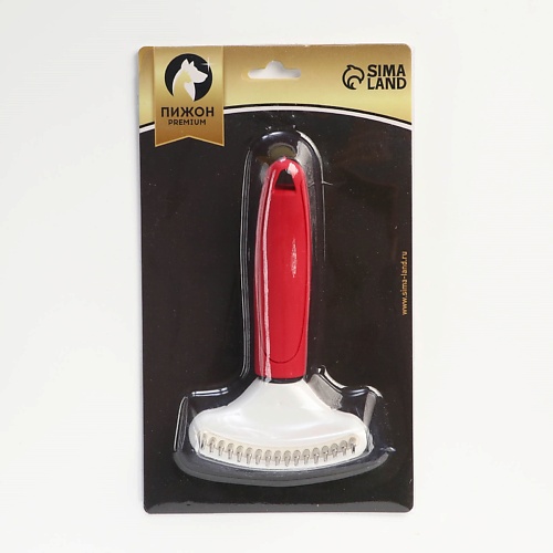 ПИЖОН Расчёска для шерсти с вращающимися зубчиками Premium стриппинг для животных show tech с деревянной ручкой очень мягкой шерсти 20 ножей