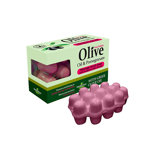 HERBOLIVE Массажное мыло для пилинга с экстрактом граната против целлюлита 100 dalan мыло массажное и антицеллюлитное d olive 150