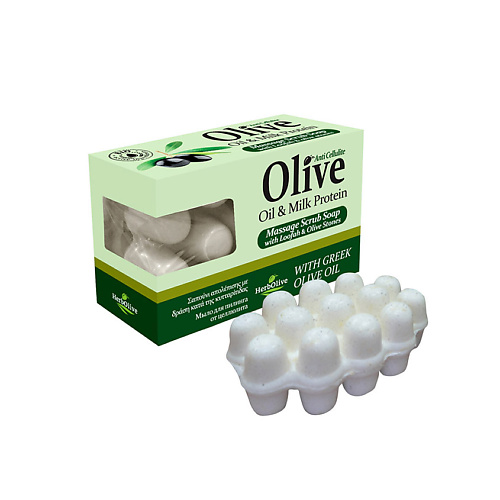 HERBOLIVE Массажное мыло для пилинга с молочным протеином против целлюлита 100 herbolive оливковое мыло с экстрактом граната 85