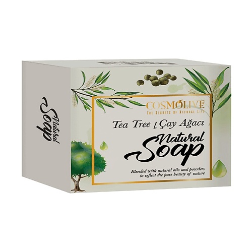 COSMOLIVE Мыло натуральное с чайным деревом tea tree natural soap 125.0 мыло с мёдом и глицерином soap khadi natural кади нэчерал 125г