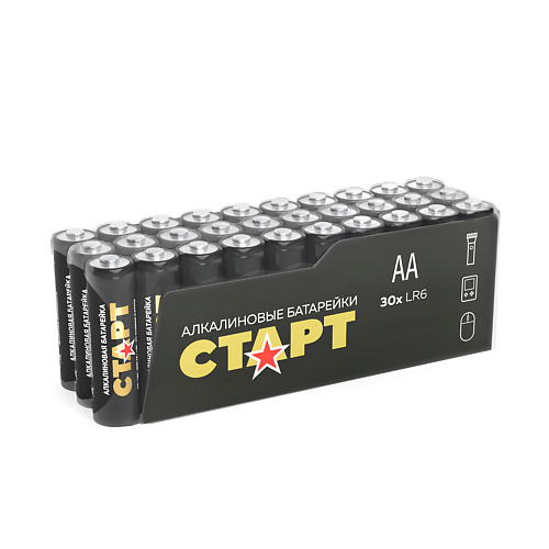 СТАРТ Батарейки алкалиновые LR6 (АА), пальчиковые 30 старт светодиодный ночник nl 3led гриб домик