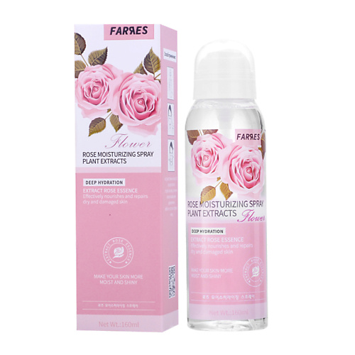цена Спрей для лица FARRES Спрей для макияжа фиксирующий Rose с гиалуроновой кислотой