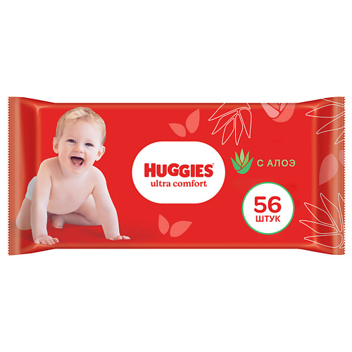 HUGGIES Влажные салфетки Ultra Comfort с алоэ 56 влажные салфетки по уходу за детьми aura ultra comfort 100 шт