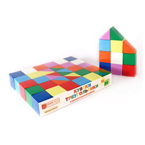 PELSI Кубики-тругольники, строительный набор для детей 24 кубики родные сказки