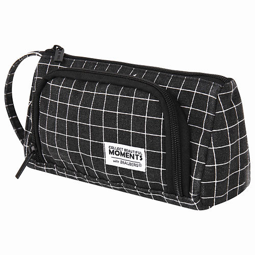 BRAUBERG Пенал-косметичка Checkered black пенал косметичка 2отд private сиреневый 21 8 5 8 5см текстильный ручка петля каучук аппликация