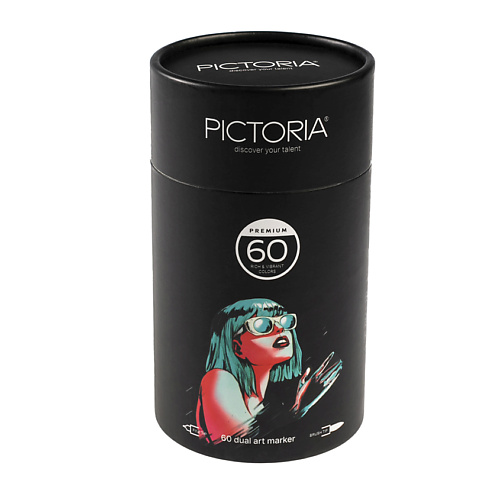 PICTORIA Набор двусторонних маркеров кисть и линер, для скетчинга и творчества, 60 цветов пенопластовые заготовки для творчества шарики 30 мм