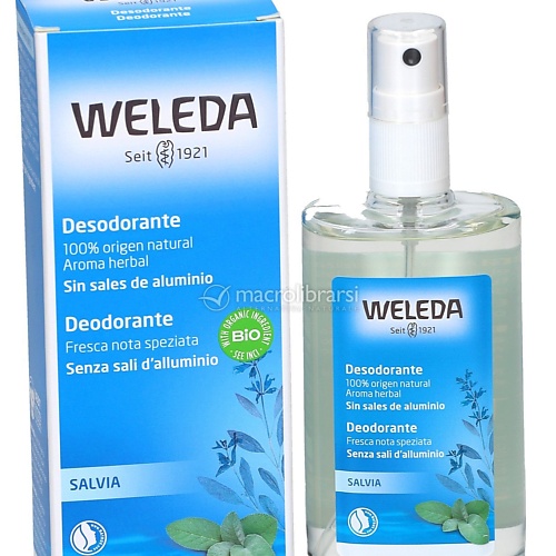 WELEDA Натуральный дезодорант-спрей с шалфеем  Salvia 100.0 натуральный кремовый дезодорант аурасо пеларгония парфюмированный унисекс