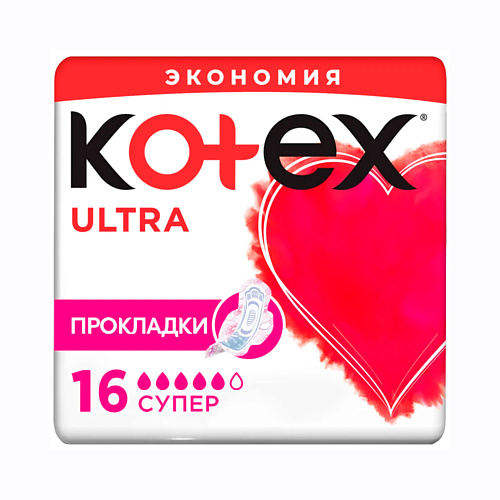   Летуаль KOTEX Прокладки гигиенические Ультра Сетч Супер Fast Absorb 16.0