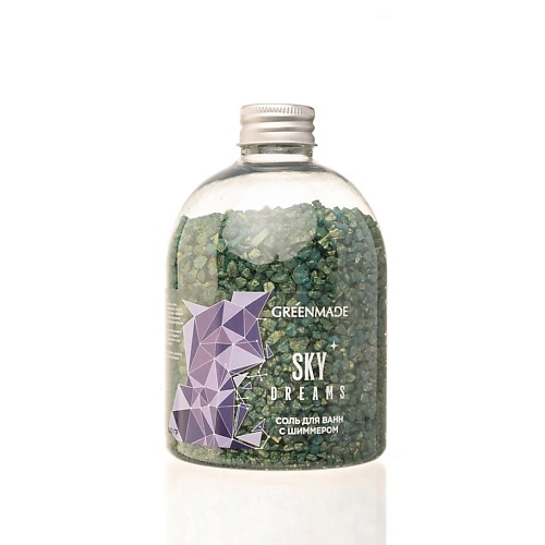 GREENMADE Соль для ванн с шиммером голубая Sky Dreams нежный парфюмерный аромат 500.0 соль для ванн by violet с шиммером 250г