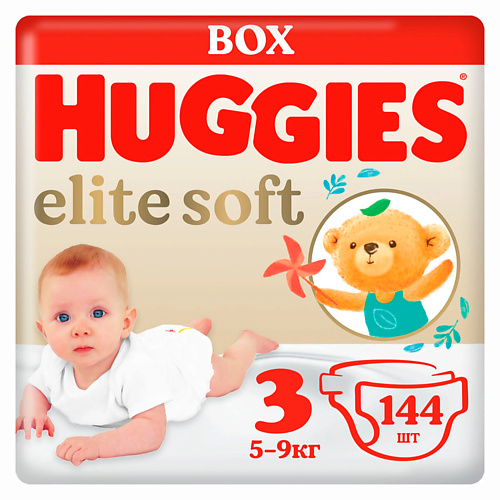 HUGGIES Подгузники Elite Soft 5-9кг 144 huggies подгузники трусики elite soft ночные 6 11 кг 23