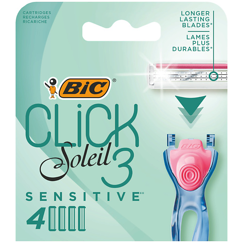 BIC Сменные кассеты для бритья 3 лезвия Click 3 Soleil 31 сменные кассеты для бритвы bic hybrid 3 flex sensetive мужские 4 шт