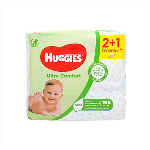 HUGGIES Влажные салфетки Ultra Comfort с алоэ 168 huggies влажные салфетки elite soft для новорожденных 168