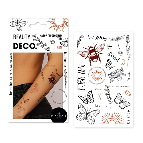 DECO. Набор переводных мини-тату by Miami tattoos (Muse) тату с блёстками фея стрелы перья 12 х 10 5 см