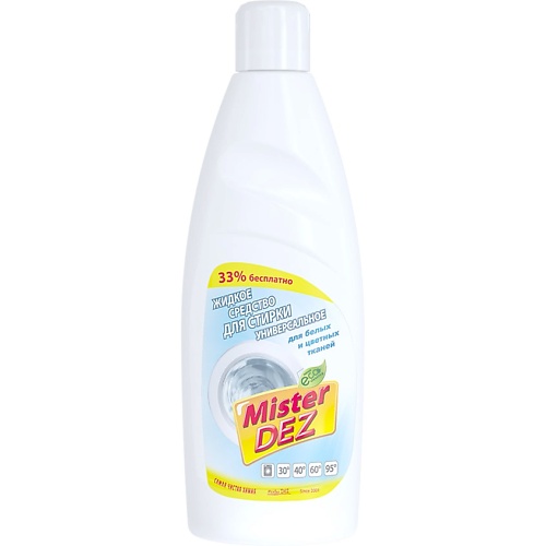 MISTER DEZ Eco-Cleaning  Жидкое средство для стирки универсальное для белых и цветных тканей 1000 mister dez eco cleaning антинакипин глубокая очистка 1000