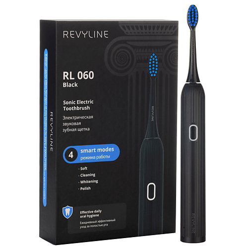 REVYLINE Электрическая звуковая зубная щётка RL 060 зубная щетка oral b 3d white whitening с древесным углем для отбеливания и эффективной чистки средней жесткости 1 шт