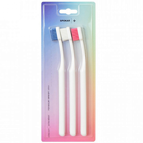 SPOKAR Набор зубных щеток с экстра мягкими волокнами curaprox набор зубных щеток ultrasoft duo love edition 2024